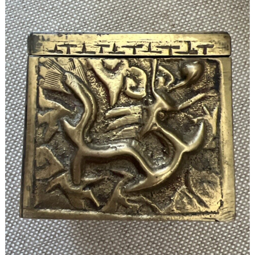 Chinese Dragons Brass Inkwell, Early Republic Period Asian Vintage Ink Well